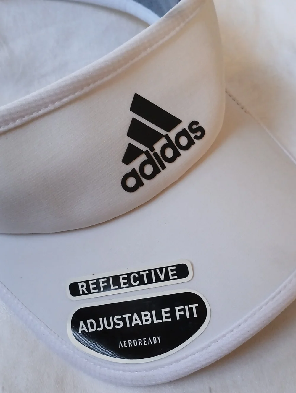 Adidas White Gray Aeroready Adjustable Visor Black Logo Hat